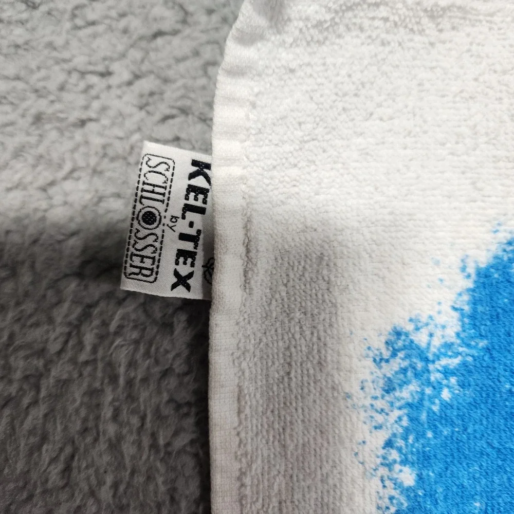 Kel-Tex by Schlosser Beach Towel Vintage Sailboat Beach Bird‎ Clouds 80's 90's